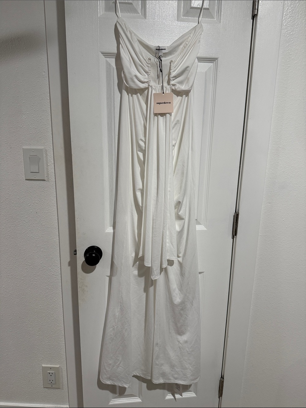 superdown White Strapless Cutout Column Gown - Picture 4 of 5